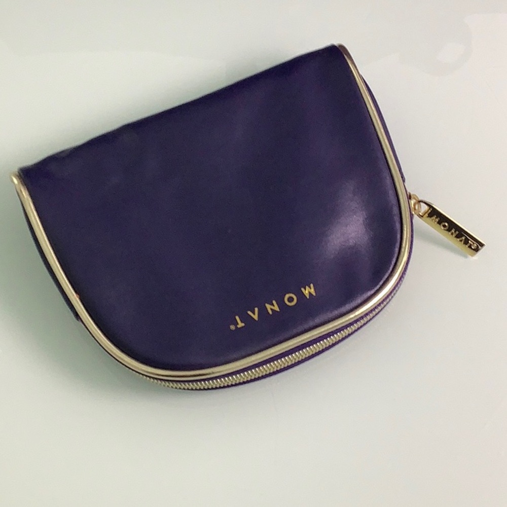 Monat Purple oversized top zippered shoulder purse bag & Cosmetic pouch NWOT - Picture 9 of 14
